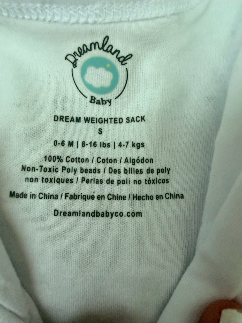 Dreamland Weighted Sleep Sack in White with Gray Stars - Picture 2 of 2